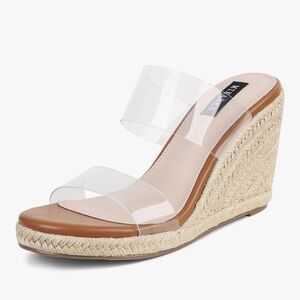 Clear Double-Strap Espadrille Wedge Sandal - Women